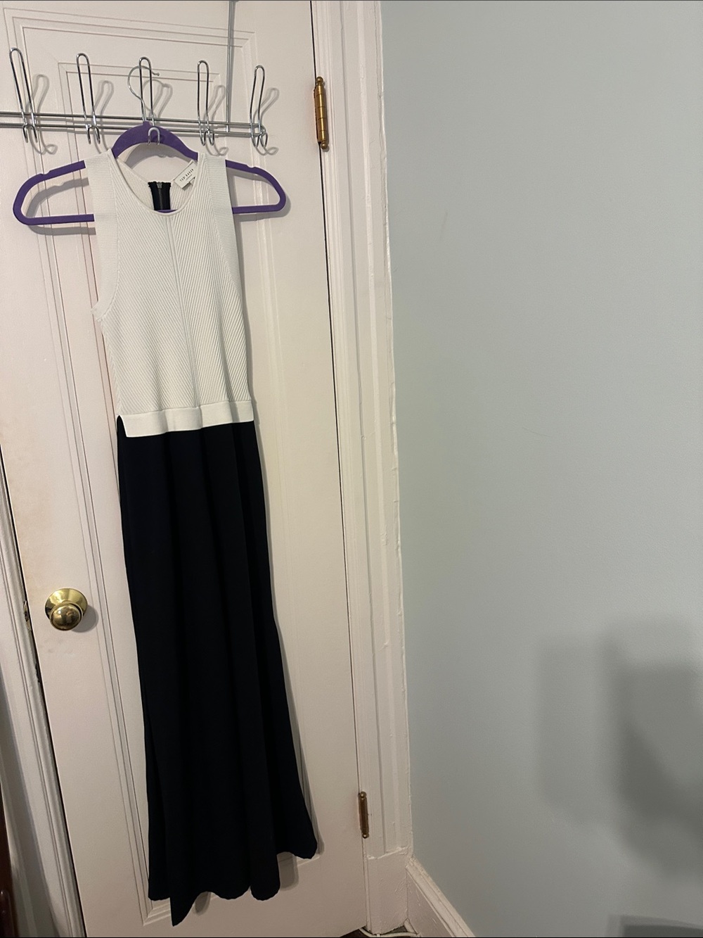 Ted Baker White Ribbed Sleeveless Dress